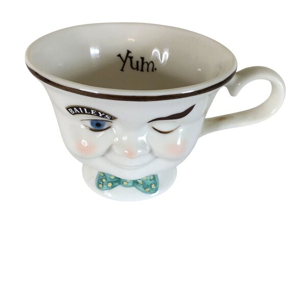 BAILEYS Yum Face Mug Winking Man Vintage 1996 Limited Edition Green Bow Tie 3" - Picture 4 of 5